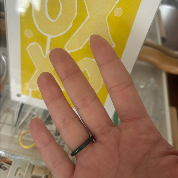 EF Collection 3 Diamond and Hunter Green Enamel Stack Ring, Size 5 - Picture 3 of 4